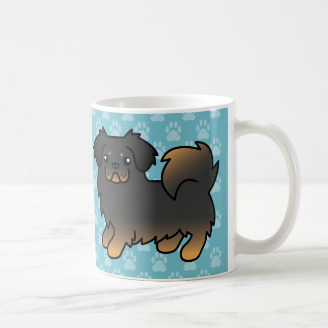 Caneca De Café Cão de desenho animado Tibetan Spaniel preto e aca (Direita)