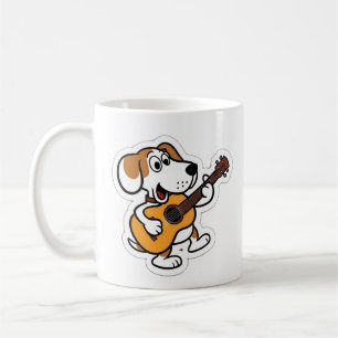 Caneca De Café cão de desenho tocando violão