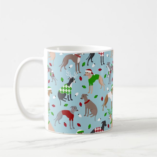 Caneca De Café Cão de Greyhound Italiano Natal (Esquerda)