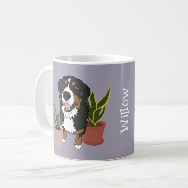 Caneca De Café Cão de Montanha Bernês Personalizado (Frente Esquerda)