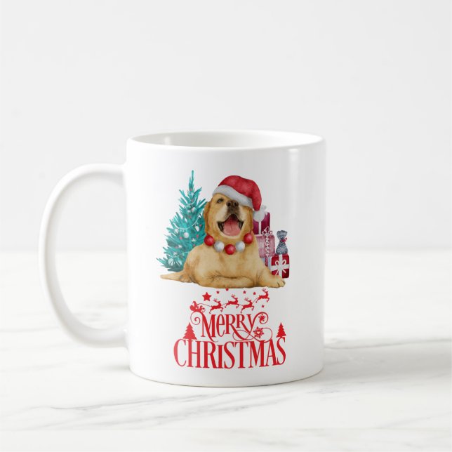 Caneca De Café Cão de natal bonito (Esquerda)