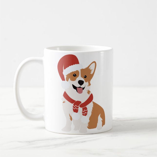 Caneca De Café Cão de Natal Corgi (Esquerda)