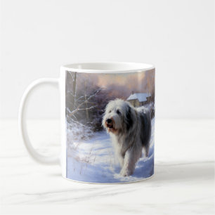 Caneca De Café Cão de Pastoreio Inglês Antigo Deixe Nevar Natal