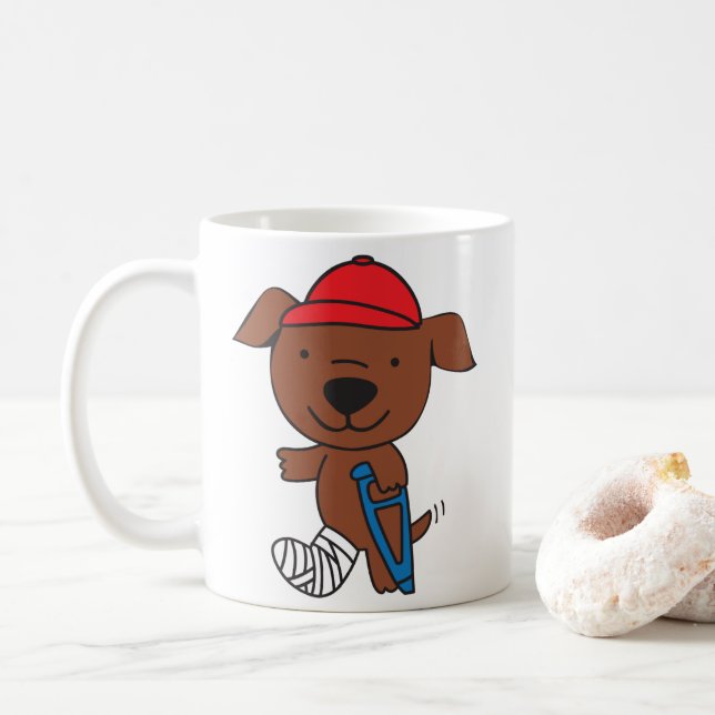Caneca De Café Cão de Perna Quebrada (Com Donut)