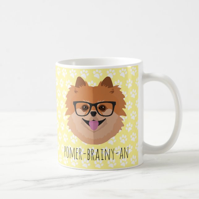 Caneca De Café Cão de Pomeranian em vidros do nerd | (Direita)