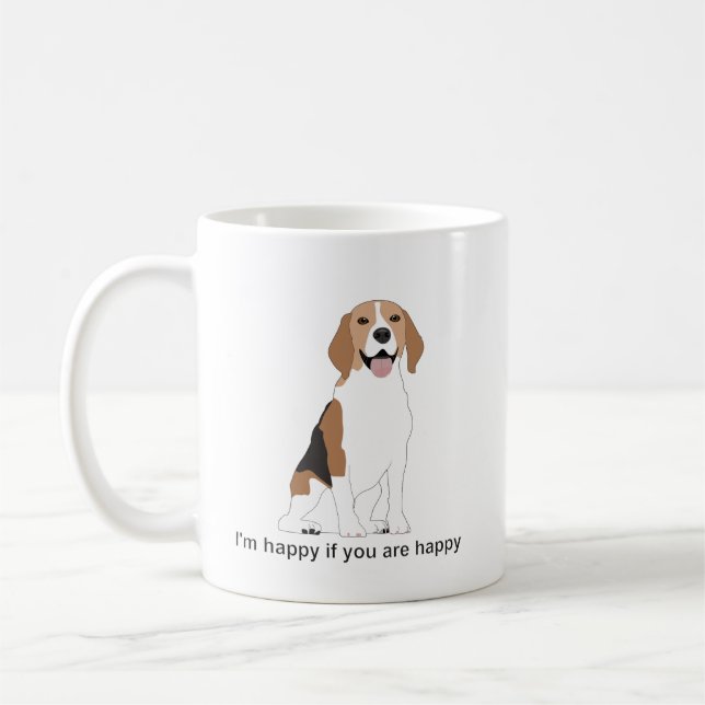 Caneca De Café Cão de raça beagle com boca aberta (Esquerda)