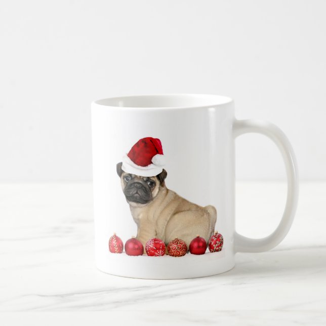 Caneca De Café Cão do pug do Natal (Direita)