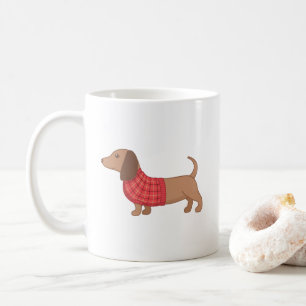 Caneca De Café Cão do Wiener do Dachshund em uma camisola
