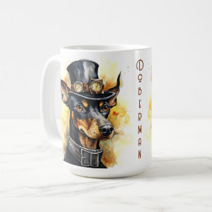Caneca De Café Cão Doberman Pinscher Steampunk