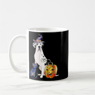 Caneca De Café Cão Dogue Alemão Halloween Arlequim Bruxa Abóbora