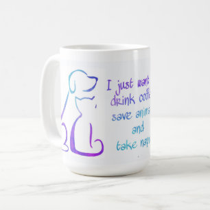 Caneca De Café Cão e Gato - Beber café - Salvar animais