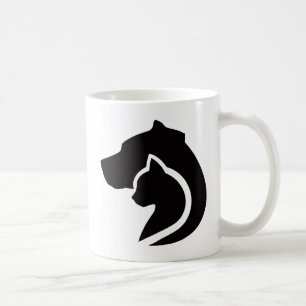 Caneca De Café Cão e Gato Pretos e Brancos