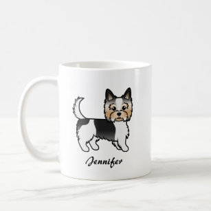 Caneca De Café Cão e nome da Cartoon de Cute de Biewer Terrier