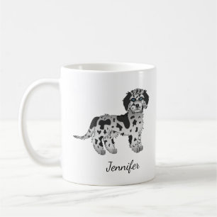Caneca De Café Cão e nome do desenho animado Mini Goldendoodle A