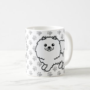 Caneca De Café Cão e patas brancas Pomeranianas