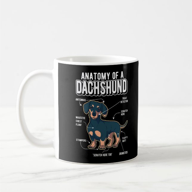 Caneca De Café Cão Engraçado de Anatomia Dachshund (Esquerda)