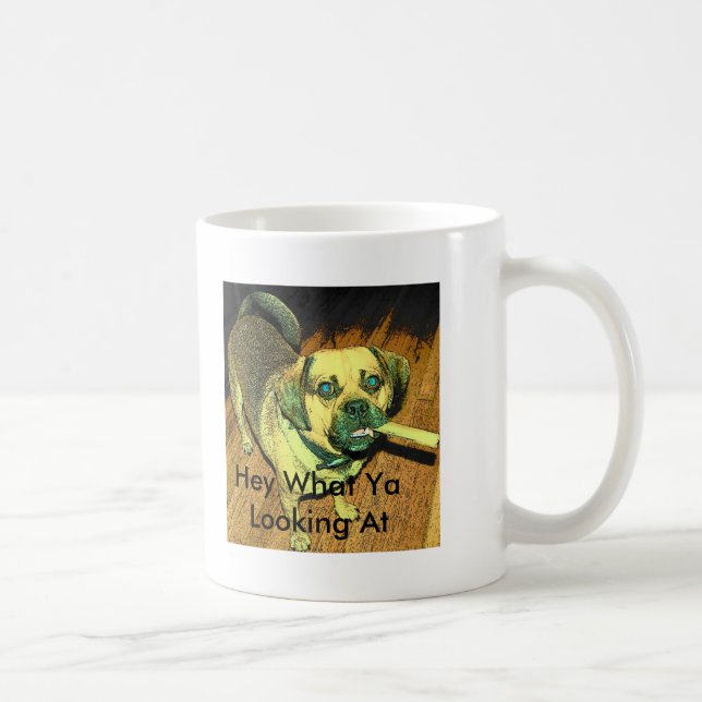 Caneca De Café Cão engraçado de Puggle (Direita)