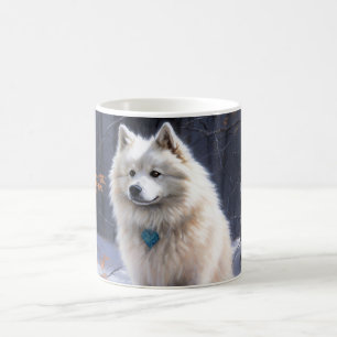 Caneca De Café Cão Esquimó Americano Natal Neve de Inverno