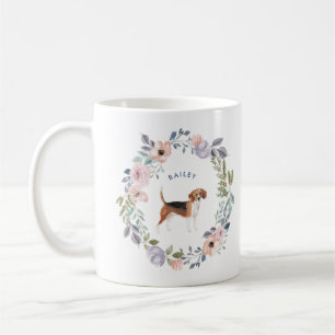 Caneca De Café Cão floral do lebreiro da aguarela bonito  