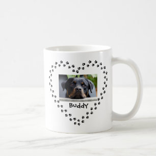 Caneca De Café Cão Gato Pet-Lover Black Paw Imprime Foto Coraç