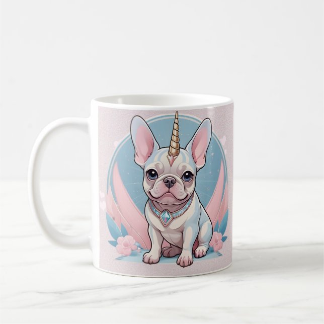 Caneca De Café Cão-Grande Francês Cachorro Unicórnio Pink (Esquerda)
