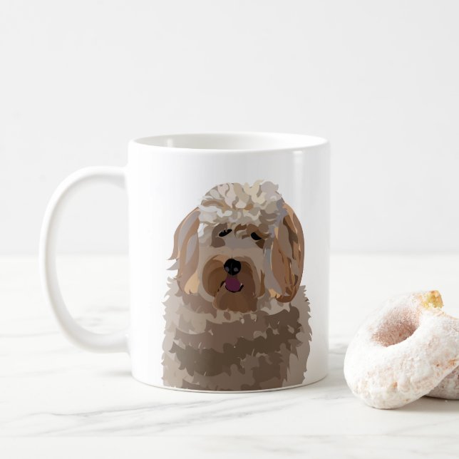Caneca De Café Cão Labradoodle Design de Cachorro (Com Donut)