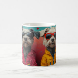 Caneca De Café Cão-lobo com Rosas do Dia dos Namorados