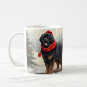 Caneca De Café Cão Mastim Tibetano na Neve Natal 