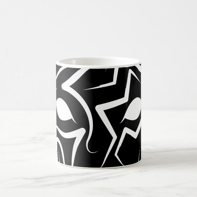 Caneca De Café Cão Negro e Tribal Branco (Centro)