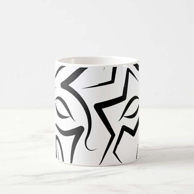 Caneca De Café Cão Negro e Tribal Branco (Centro)