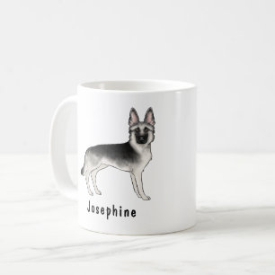 Caneca De Café Cão Pastor Alemão Sable Prata Com Nome Personaliza
