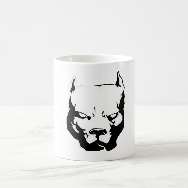 Caneca De Café Cão Pitbull irritado (Centro)