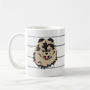 Caneca De Café Cão Pomerânia Pinting Shiplap Coffee Mug