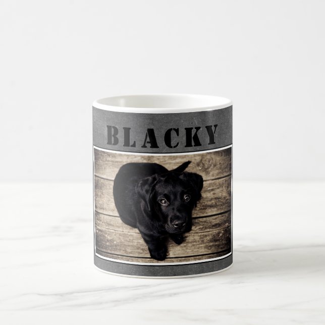 Caneca De Café Cão Puppy Pet Photo e Name Chalkboard (Centro)