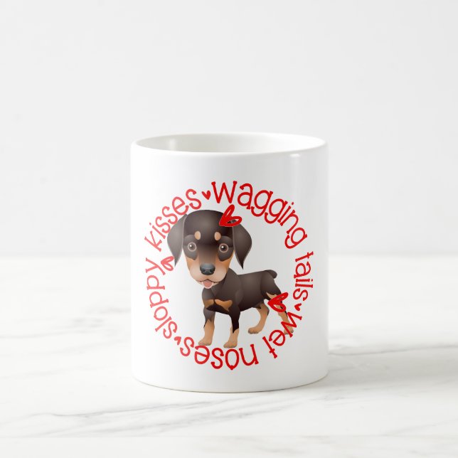 Caneca De Café Cão Rottweiller, beijos desleixados (Centro)