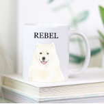 Caneca De Café Cão Samoyed Eskimo Americano Personalizado<br><div class="desc">Estou apaixonado por esta ilustração de aquarela muito detalhada de um cão esquimó americano ou samoyed! Personalize essas canecas cerâmicas com seu nome ou monograma e até mesmo mude a cor do cabo para felicitar sua decoração! Altere as fontes selecionando a opção "editar usando a ferramenta design" na personalização. Compre...</div>