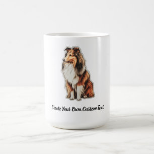 Caneca De Café Cão Shetland Sheepdog Crie Seu Próprio Texto Perso