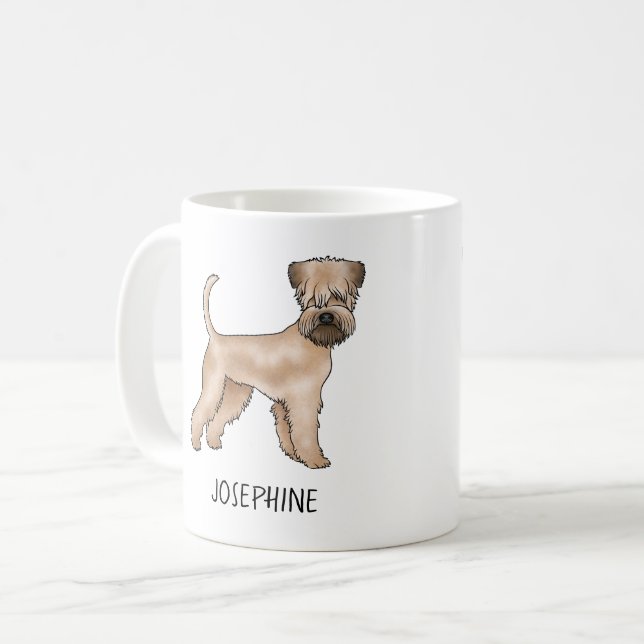 Caneca De Café Cão Soft-Coated Wheaten Terrier em Pé com Nome (Frente Esquerda)