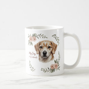Caneca De Café Cão Soulmate Mug - Amor Floral Pet