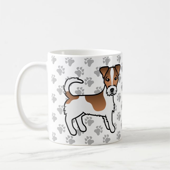 Caneca De Café Cão Terrier Jack Russell de pelo áspero branco e c (Esquerda)