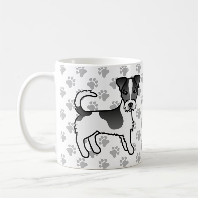 Caneca De Café Cão Terrier Jack Russell de pelo áspero preto e br (Esquerda)
