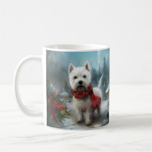 Caneca De Café Cão Terrier West Highland White na Neve Natal