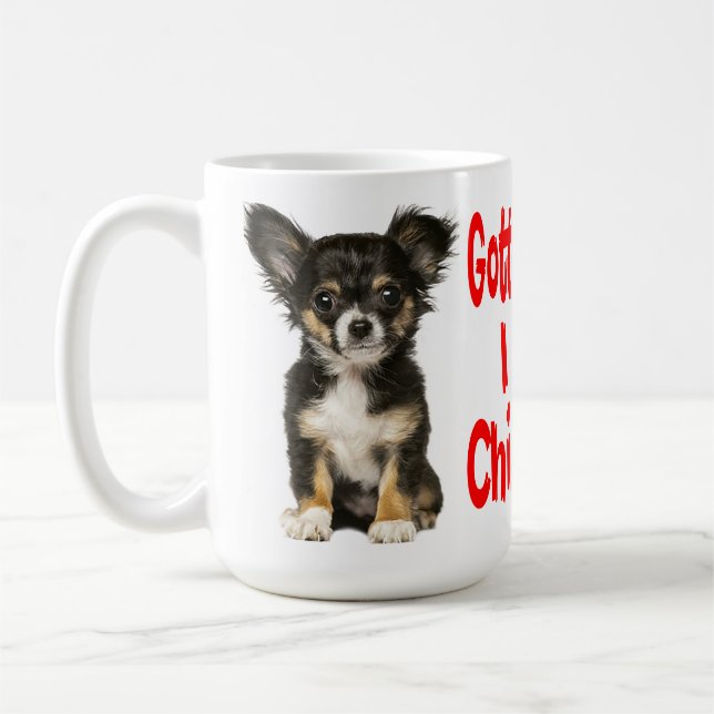 Caneca De Café Cão Vermelho de Cabelo Longo Chihuahua (Esquerda)