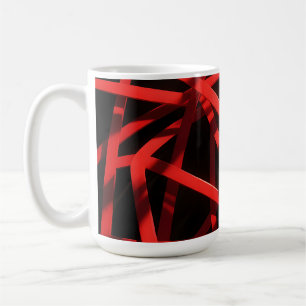 Caneca De Café Caos Abstrato Geométrico Vermelho