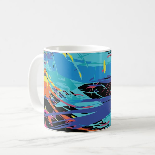 Caneca De Café Caos Colorido: Salpicos e Linhas (Frente Esquerda)
