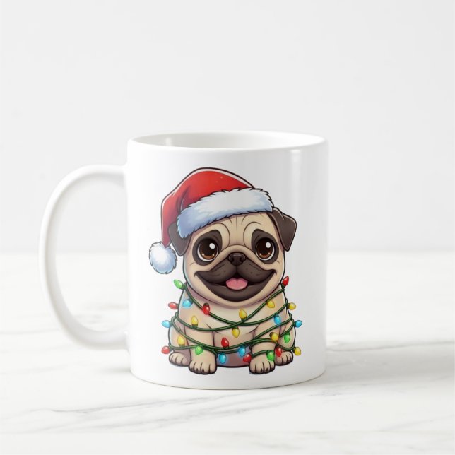Caneca De Café Cãozinho de Natal bonito (Esquerda)