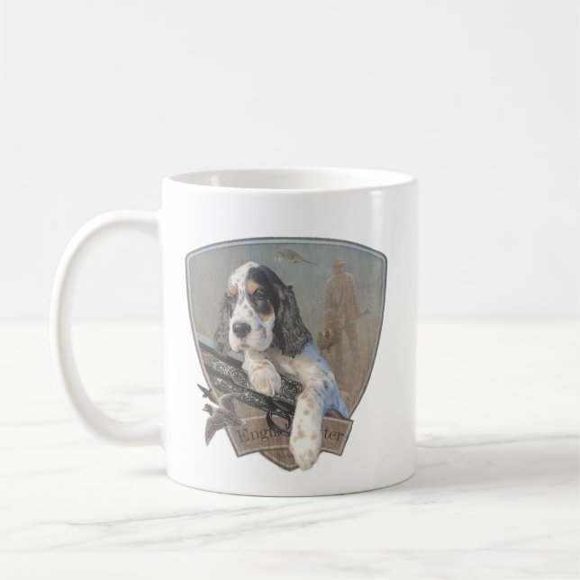 Caneca De Café Cãozinho do inglês Setter com uma espingarda cláss (Esquerda)
