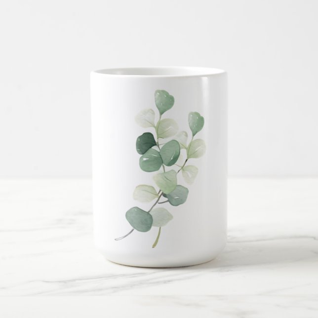 Caneca De Café Capa de Edredão Folhas de Eucalipto Verde Pastel (Centro)