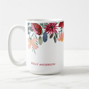 Caneca De Café Capa de Folhagem Monogramada Botânica Moderna e Te