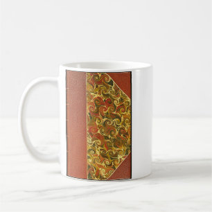 Caneca De Café Capa de Livro Antigo, Padrão de Espiral Ornamentad